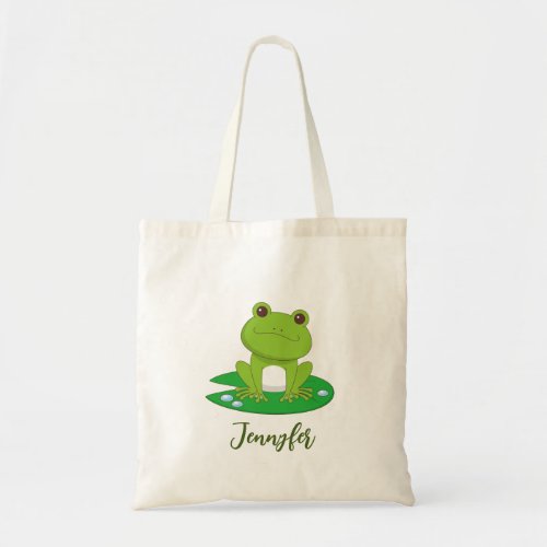Script Name with cute Frog Gift _ Create your own Tote Bag