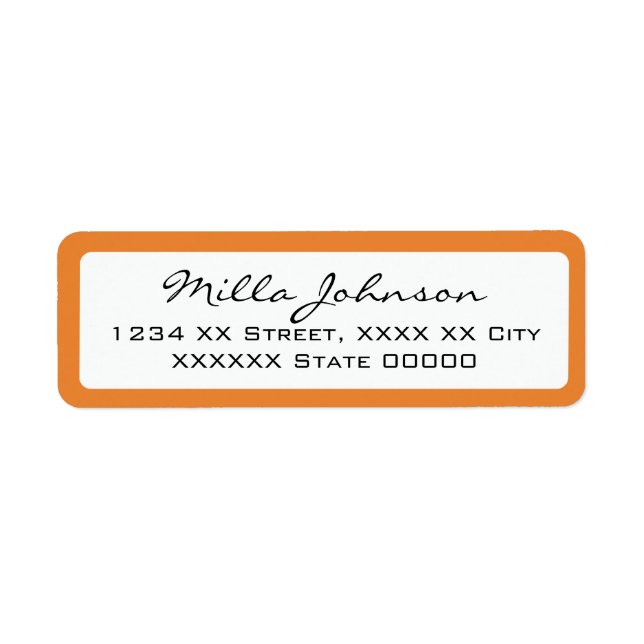 script name with orange-color border label (Front)