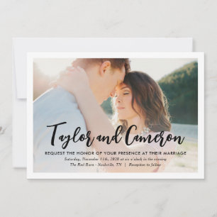 Script Names Simple Photo Wedding Invitation