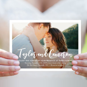 Script Names Simple Photo Wedding Invitation