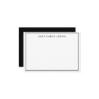 Script Navy Black Two Border Monogram Note Card