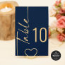 Script Navy Gold Wedding Printable Table Number