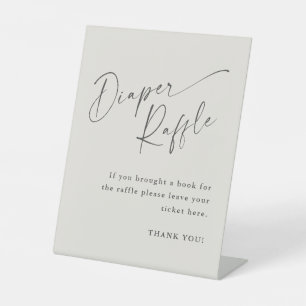 Script Neutral Baby Shower Diaper Raffle Pedestal Sign