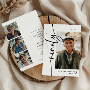 Script Ninety 4 Photo Collage 90th Birthday Invitation