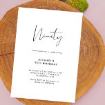 Script Ninety | Simple 90th Milestone Birthday  Invitation<br><div class="desc">Celebrate your loved one's remarkable milestone with our "Modern Script Ninety | Simple 90th Birthday Invitation." This invitation is designed to honor this special occasion with elegance and simplicity. Expect a sleek design featuring the number "Ninety" scripted in modern, sophisticated font against a timeless black and white background. It sets...</div>