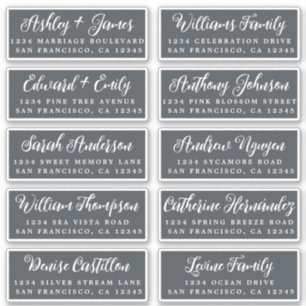Script Off-Black Wedding Guest Address Labels