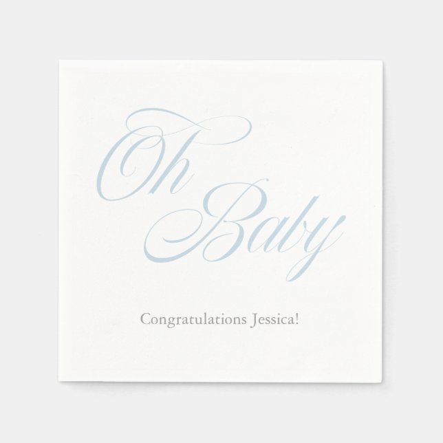 Script Oh Baby | Baby Shower | It's A Boy Paper Napkins (Front)