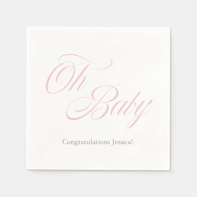 Script Oh Baby | Baby Shower | It's A Girl Napkins (Front)