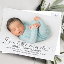 Script Our Little Miracle 2 Photos Birth Announcement Postcard