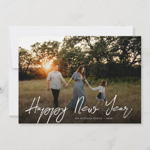 Script Overlay New Year Photo Holiday Card