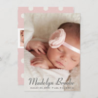 Script Overlay Pink Baby Girl Multi Photo Birth Announcement
