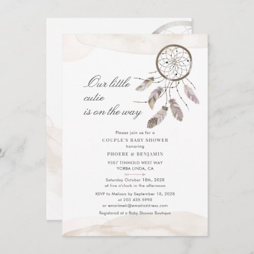 Script Pastel Couples Baby Shower Dream Catcher  Invitation