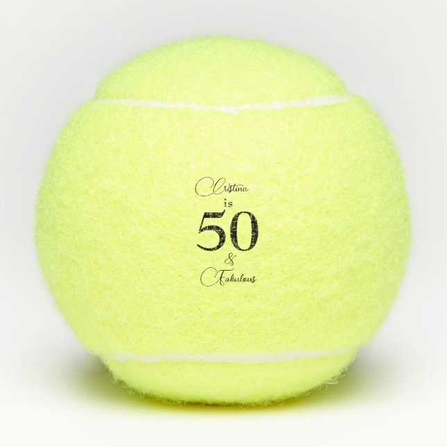 Script Personalized 50 & Fabulous Tennis Ball (Front)