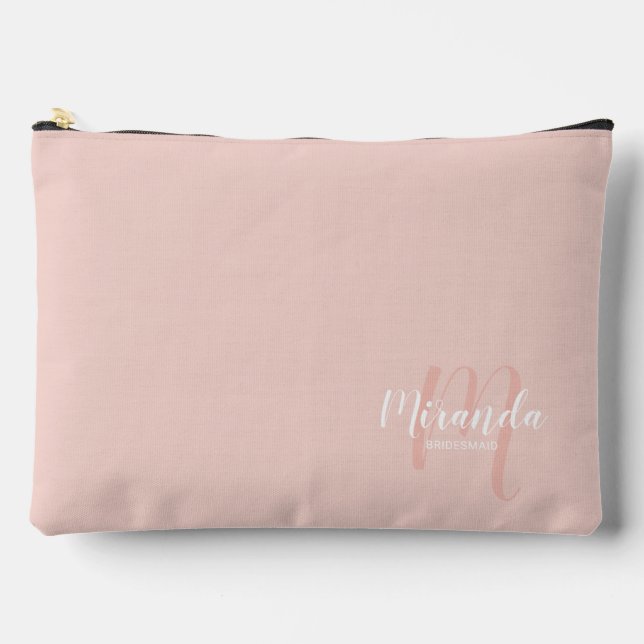 Script Personalized Bridesmaid Monogram Name Accessory Pouch (Front)