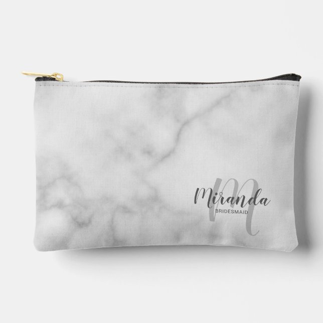 Script Personalized Bridesmaid Monogram Name Accessory Pouch (Front)