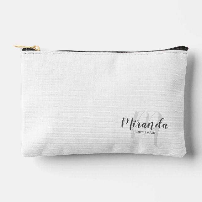 Script Personalized Bridesmaid Monogram Name Accessory Pouch (Front)