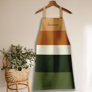 Script Personalized Stripe All-Over Print Apron