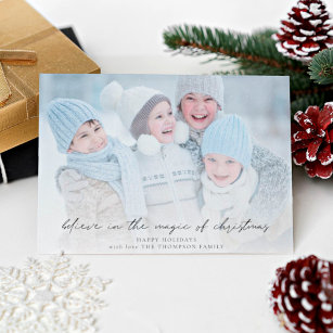 Script Photo Believe in Magic of Christmas Holiday Card