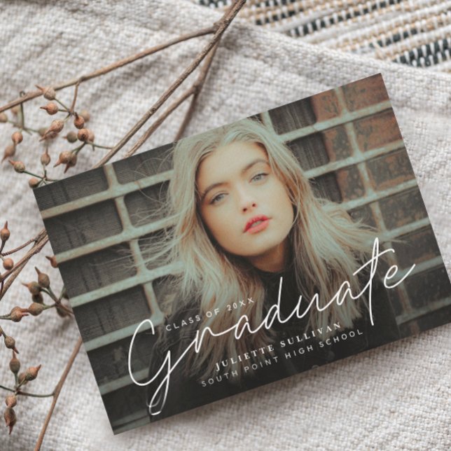 Script photo collage graduation party invitations (Creator Uploaded)