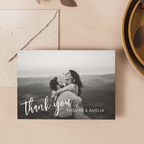 Script Photo Custom Message Wedding Thank You Card