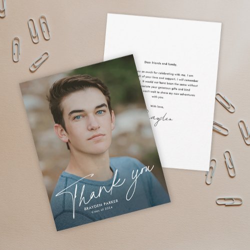 Script Photo Graduation Thank You Card