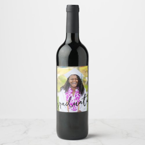 Script Photo Graduation Wine Label