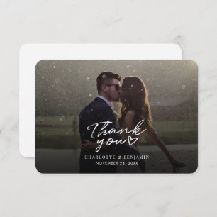 Script Photo Hand-Lettered Wedding Thank You Card