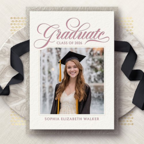 Script Photo Letterpress Graduation Announcement