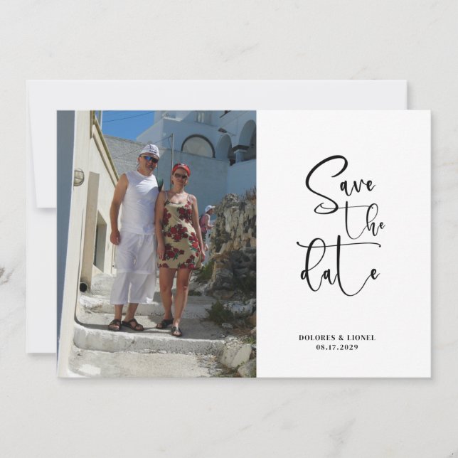 Script Photo Minimalist Save the date Invitation (Front)