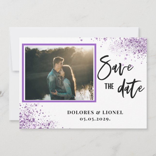 Script Photo Minimalist Save the date Invitation (Front)