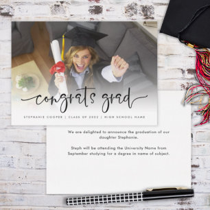 Script Photo Overlay Congrats Grad 2025 Graduation Announcement