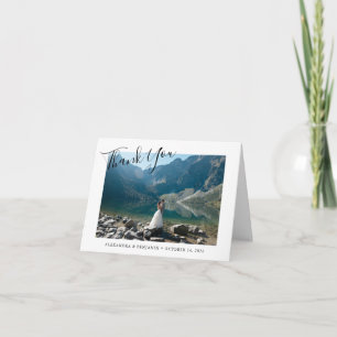 Script Photo Overlay Wedding Couple Letter Folded  Thank You Card