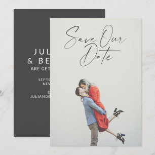 Script Photo Save Our Date Modern Couple Wedding Save The Date