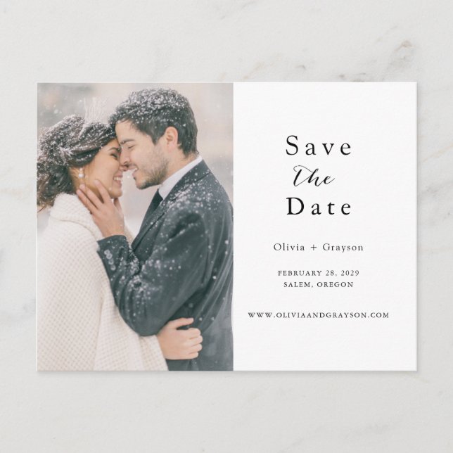 Script  Photo Save the Date  Announcement Postcard (Front)