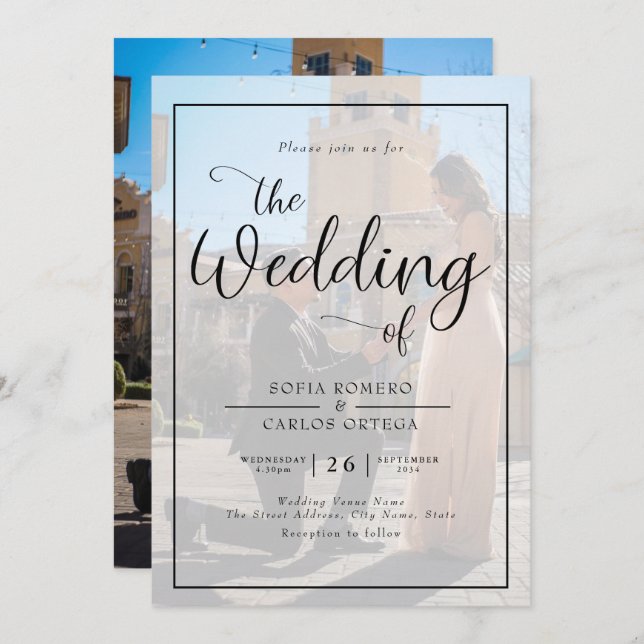Script Photo Wedding Invitation (Front/Back)