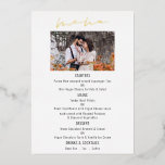Script Photo Wedding Luxury Real Foil Menu Card<br><div class="desc">Script Photo Wedding Luxury Real Foil Menu Card The main header Menu is in a stylish set script in real foil in your choice of either gold, rose gold or silver and the rest of the text you can easily personalise. You can change the text and background colors if you...</div>