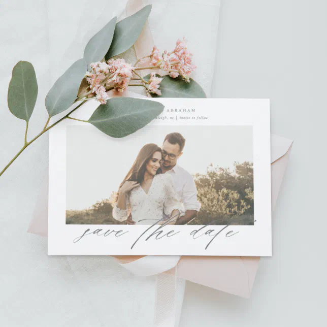 Script photo wedding save the date invitation | Zazzle