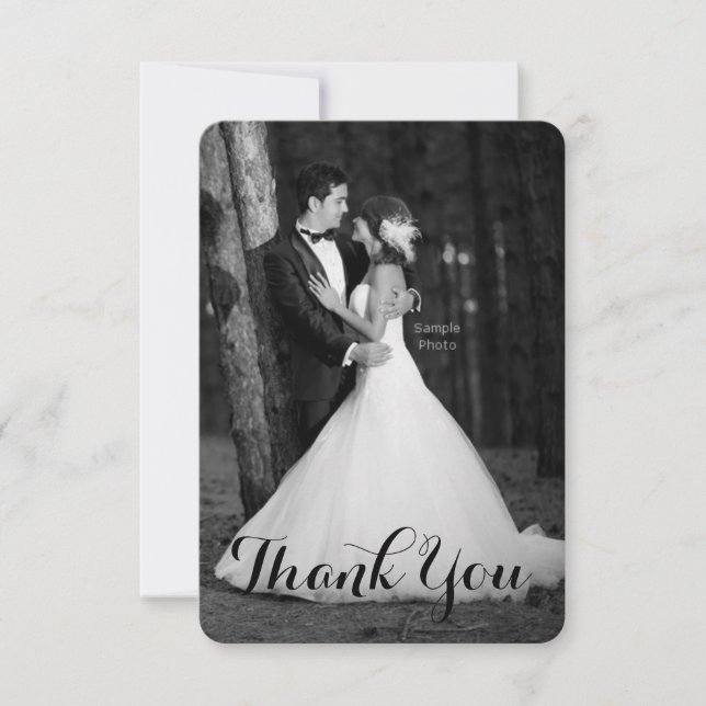 Script Photo Wedding Thank You Card (Front)