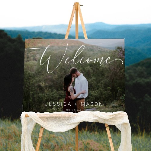 Script Photo Wedding Welcome Sign Foam Board