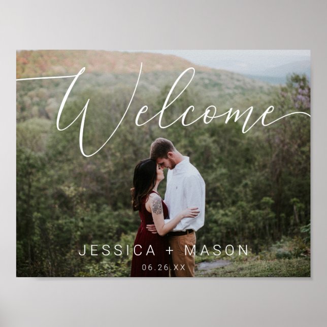 Script Photo Wedding Welcome Sign Poster (Front)