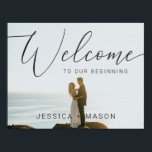 Script Photo Wedding Welcome Sign Poster<br><div class="desc">Welcome your guests in style wit this lovely welcome sign poster. Easily frame or mount to foam board! Easily edit names and date! Add a lovely photo!</div>