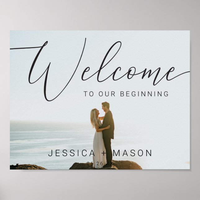 Script Photo Wedding Welcome Sign Poster (Front)