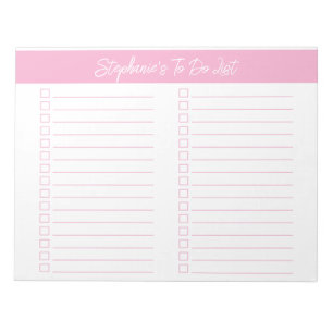 Script Pink 8.5x11 Two Column Checklist Notepad