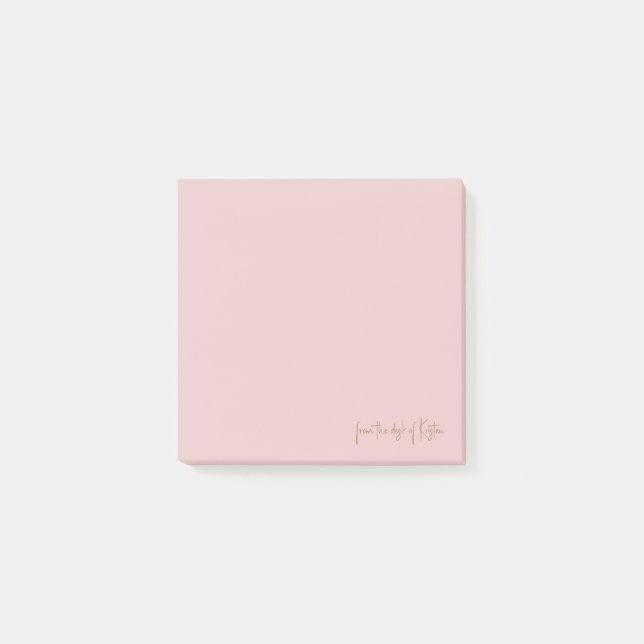 Script Pink From the Desk of Custom Name Post-it Notes (Front)