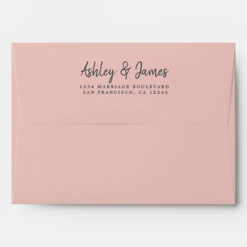 Script Pink Wedding Return Address Envelope
