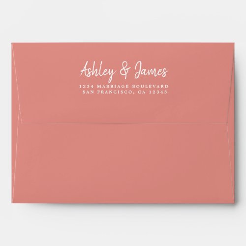 Script Pink Wedding Return Address Envelope