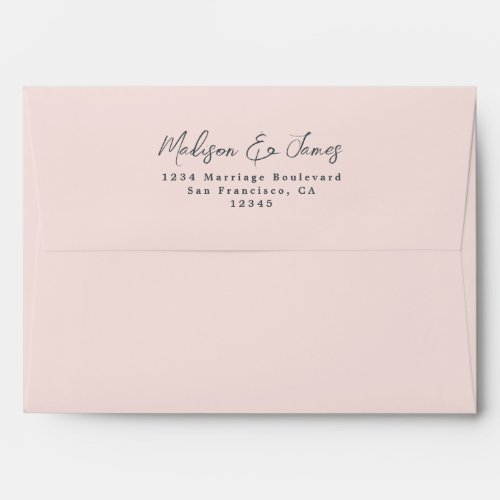 Script Pink Wedding Return Address Envelope