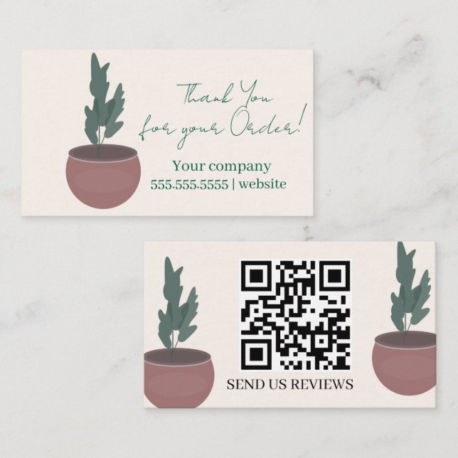 Script Plant Thank You Business Card (Front/Back)