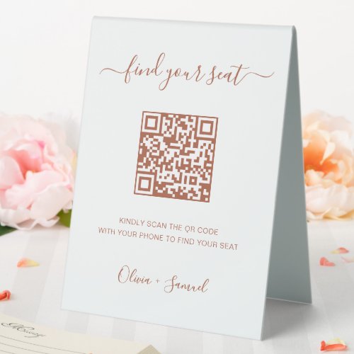 Script Please Find Your Seating Chart QR Code Tabl Table Tent Sign
