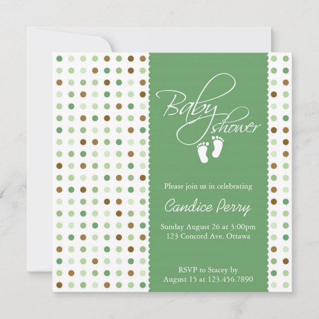 Script Polka Dot Baby Shower Invite (Front)